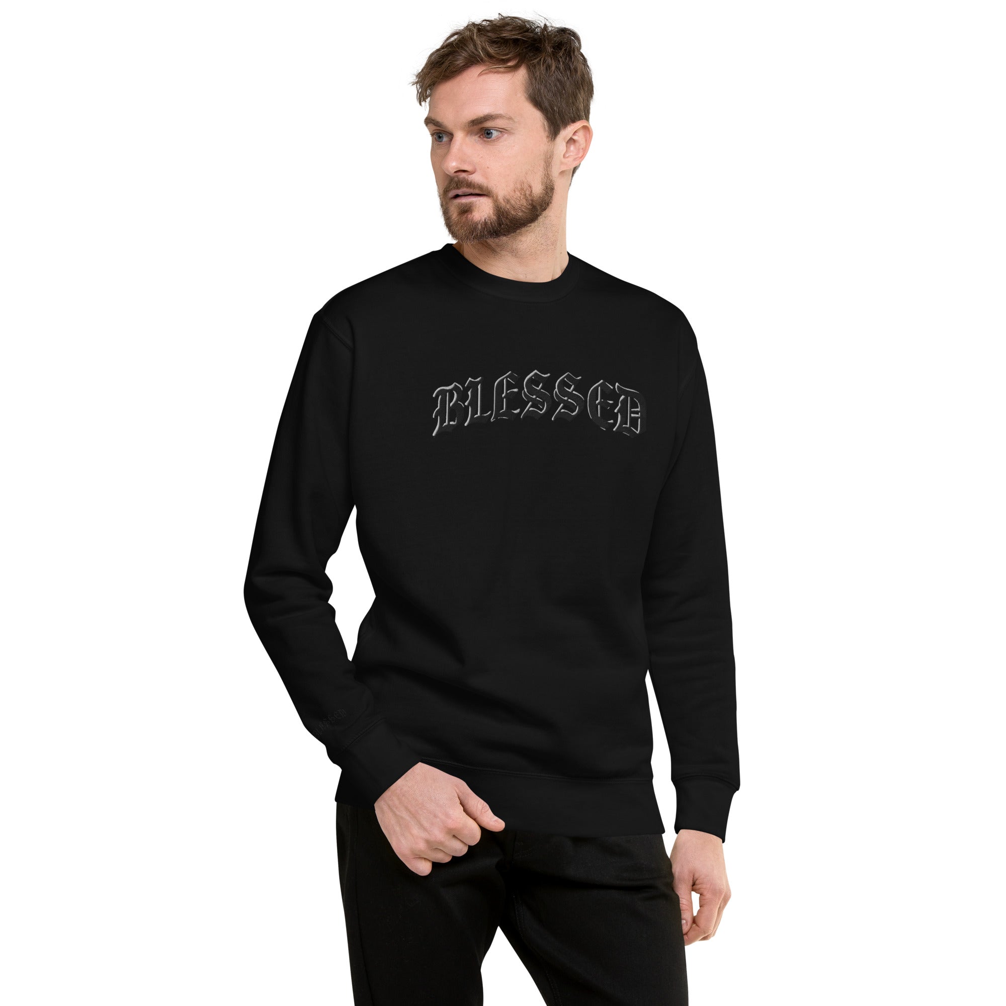 【XXL/黒】GOD BLESS YOU No.3 CREWNECK BLACK BLESSED Crewneck Sweatshirt EMBROIDERED (Unisex) – GOD IS FIRST